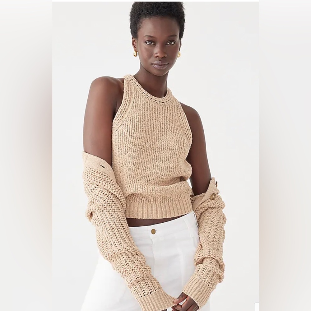 J Crew Point Sur, Antique White Knit Tank Top XXS